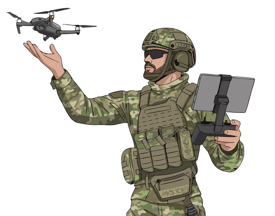Ukrainian warrior with a drone